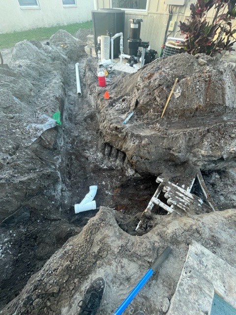Underground pipe replacement in progress